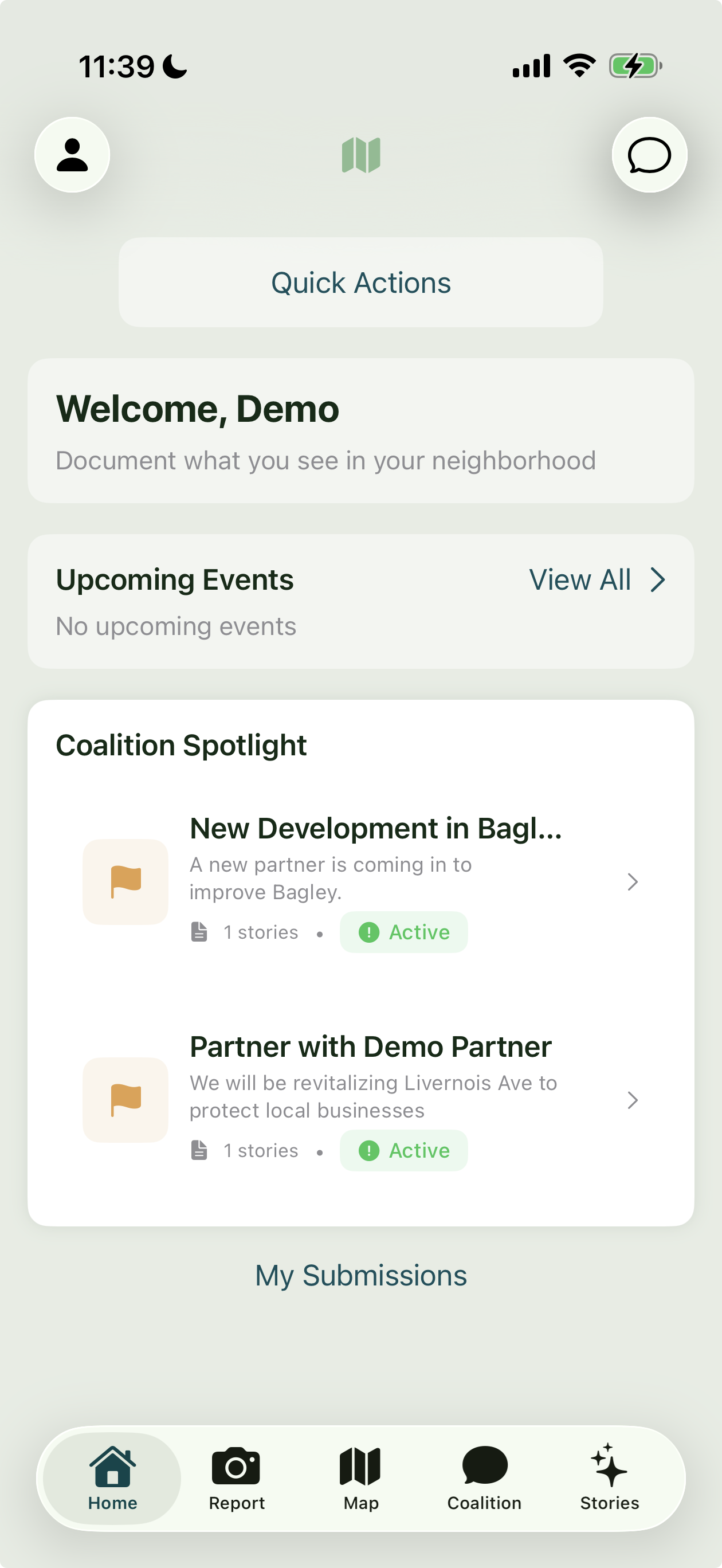 Dashboard screen